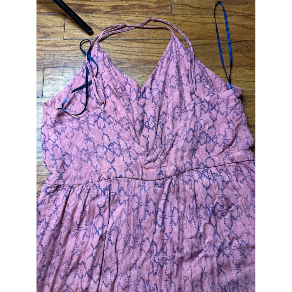 Free People Womens Pink Purple Geometric Print Sleeveless Jumpsuit Size Medium